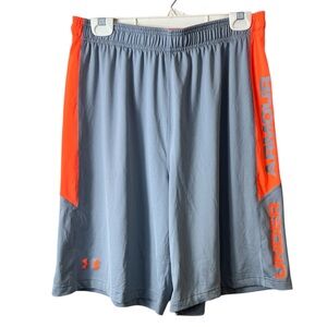 Under Armour HEATGEAR Loose Fit Athletic Shorts Gray with Orange Accents Large